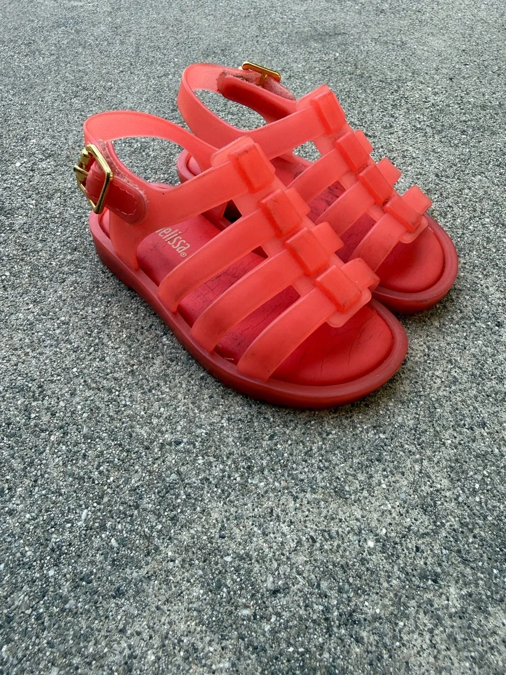 Mini Melissa Coral Jelly PVC Sandals Baby Girl Size 6 Strappy Flox Fox Jellies